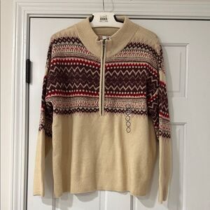 Natural Reflections Fair Isle Quarter-Zip Sweater Soft size L